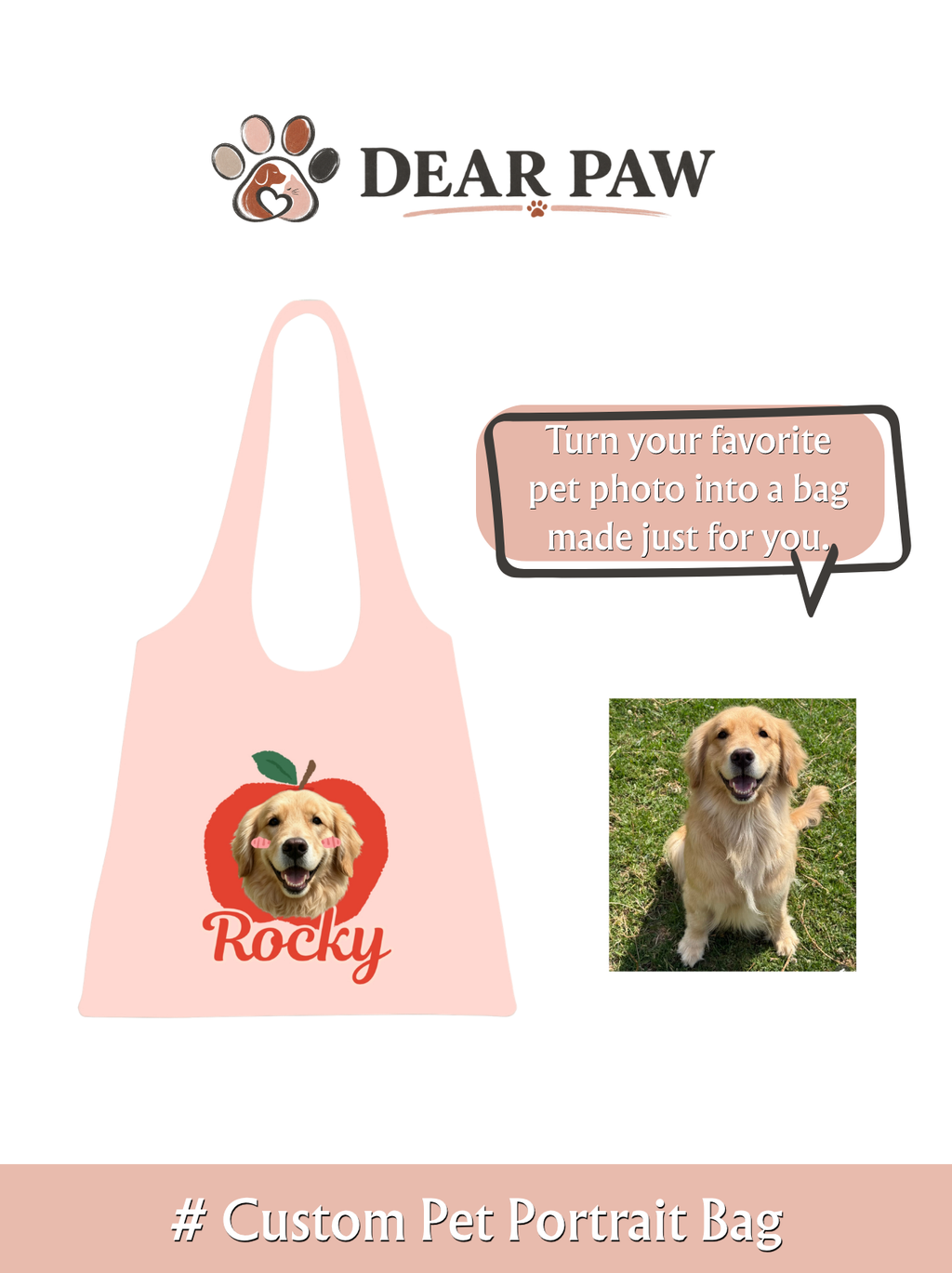 Dear Paw custom pet portrait bag
